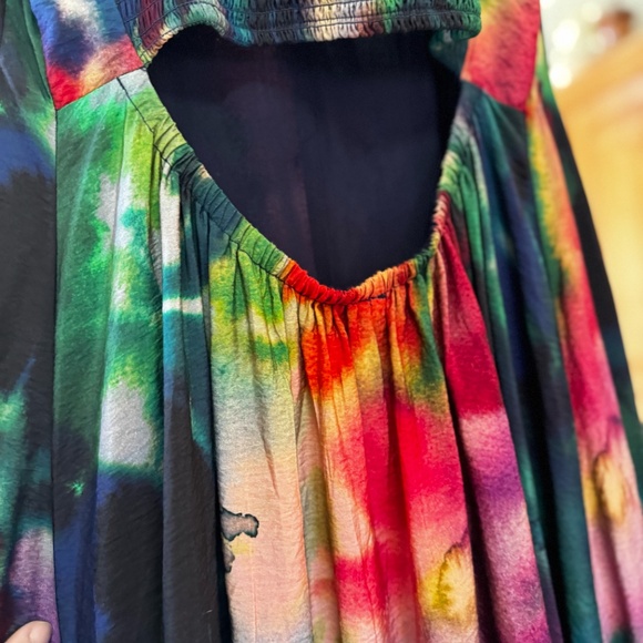 NWT Anthropologie Watercolor Printed, Size Large, A-Line Maxi Dress Back Cut-Out - Picture 7 of 16